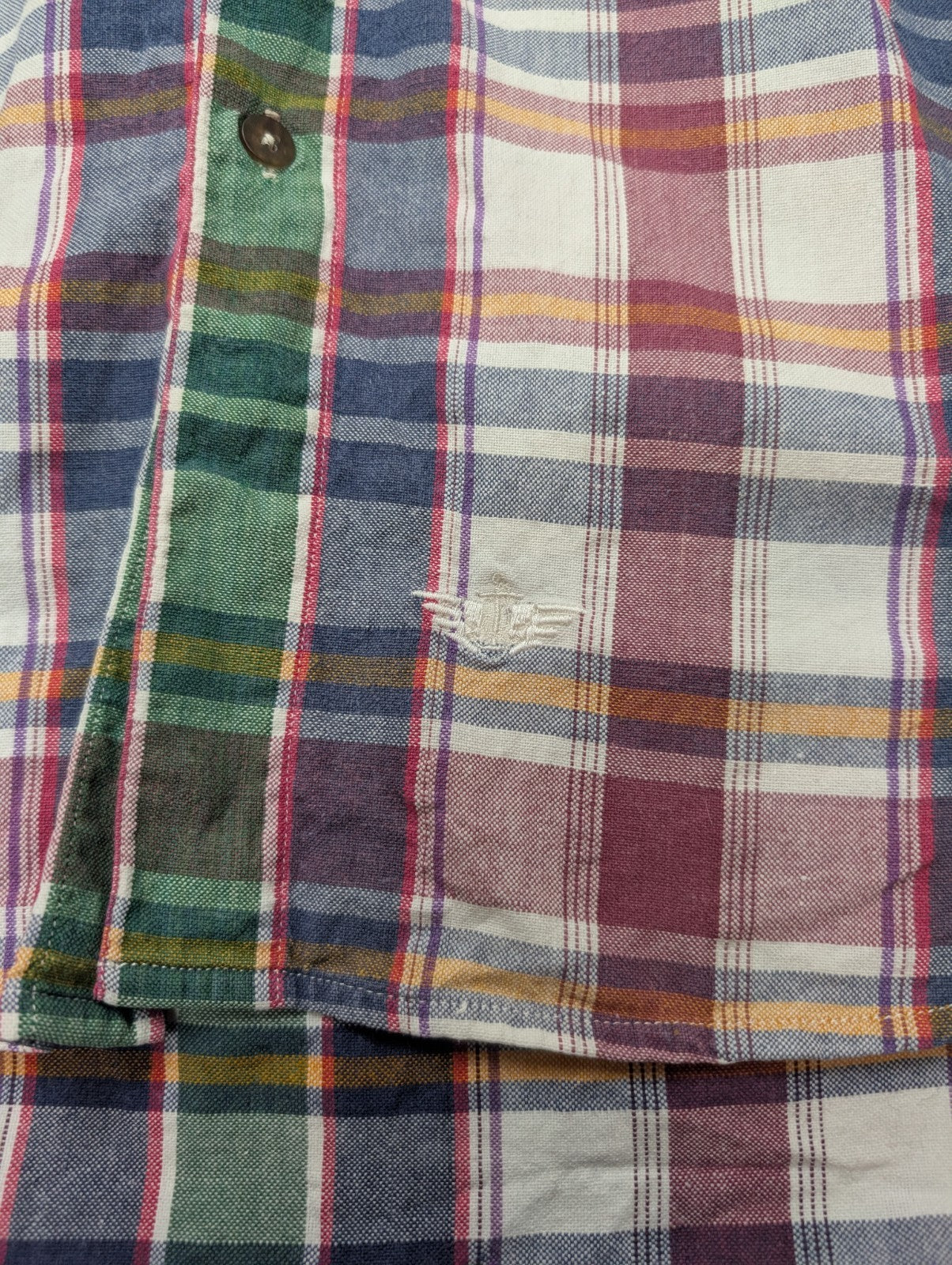 Chemise manches courtes Dockers bleu vert rouge blanc à carreaux taille M #186ms