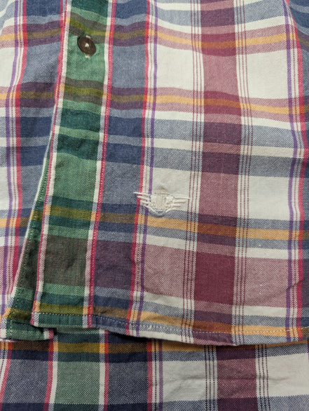 Chemise manches courtes Dockers bleu vert rouge blanc à carreaux taille M #186ms