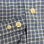 Chemise Chaps bleu à petits carreaux manches courtes à poche taille M
