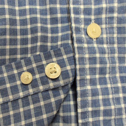 Chemise Chaps bleu à petits carreaux manches courtes à poche taille M