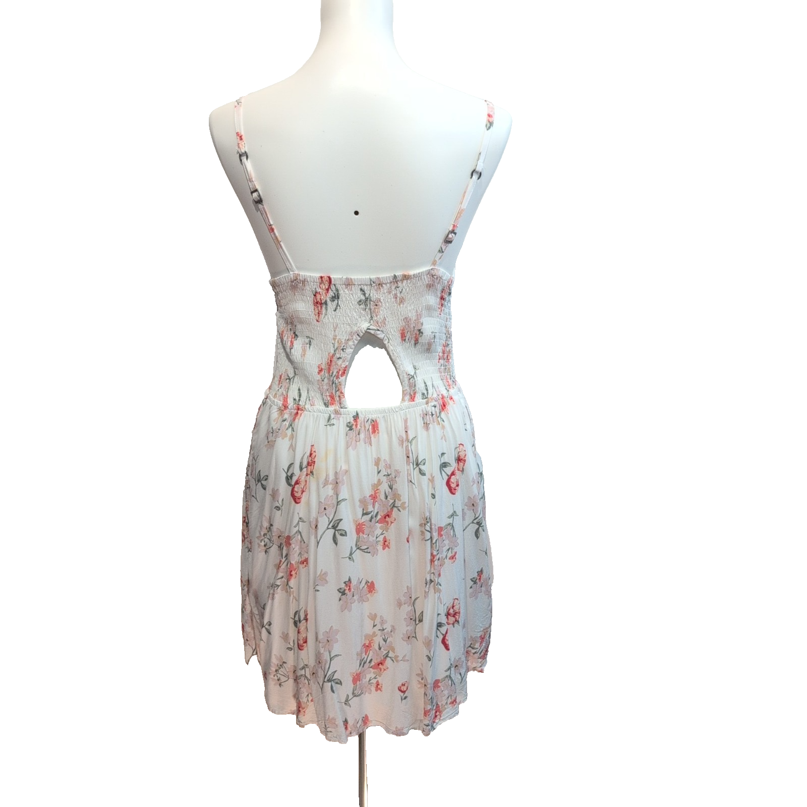 Robe d'été Fleurie Blanche Rose Viscose Bretelles Réglables Taille L