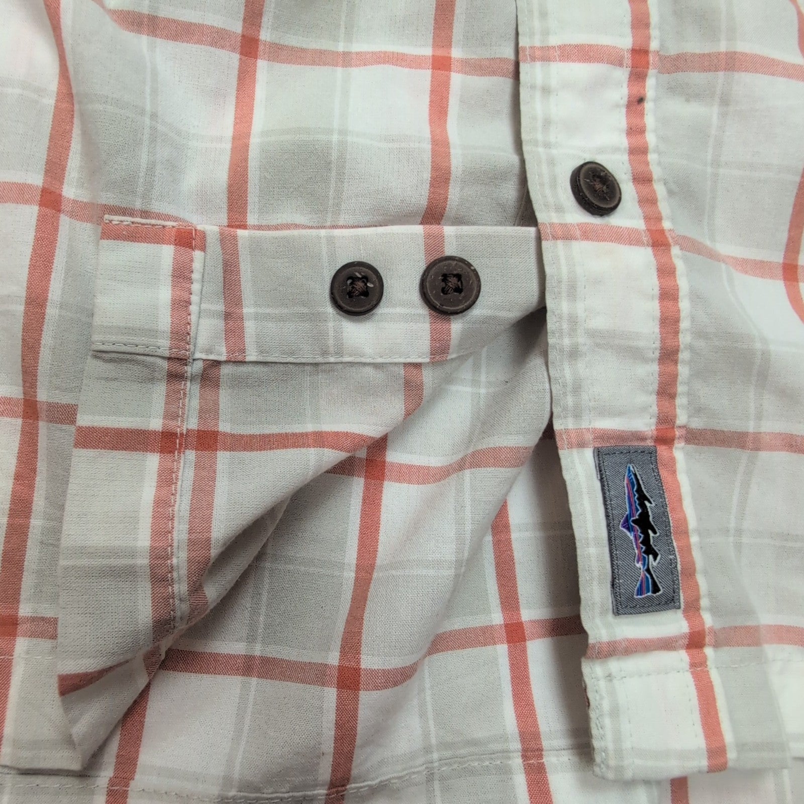Chemise Patagonia XL grise carreaux bio coton pêche manches longues