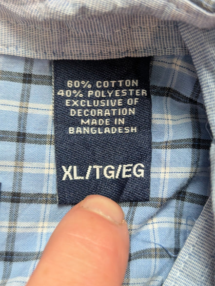 Chemise CHAPS manches courtes bleu à carreaux taille XL #233msch