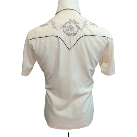 Chemise western Rocking K Ranchwear Kennington brodée crème S vintage