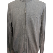 Gilet Tommy Hilfiger Gris Clair Zippé - Mélange Soie & Coton - Taille L