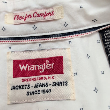 Chemise Wrangler Western Stretch Blanche à Motifs - Taille XL (Coupe Longue)