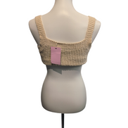 Haut Esprit Femme L Beige Maille Texturée Bretelles Coton Neuf Étiquette