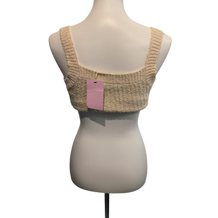 Haut Esprit Femme L Beige Maille Texturée Bretelles Coton Neuf Étiquette