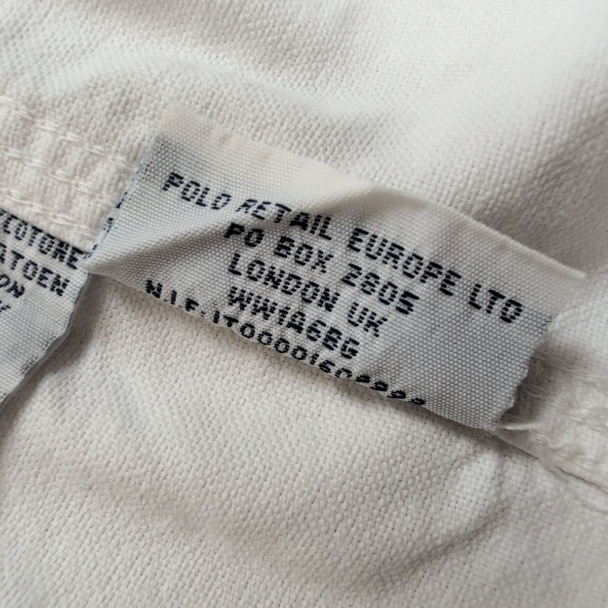 Chemise Polo Ralph Lauren L Col Officier Blanc Poches Rabat Sans Logo Modifiée