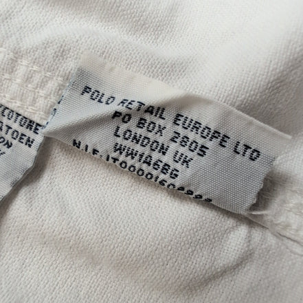 Chemise Polo Ralph Lauren L Col Officier Blanc Poches Rabat Sans Logo Modifiée