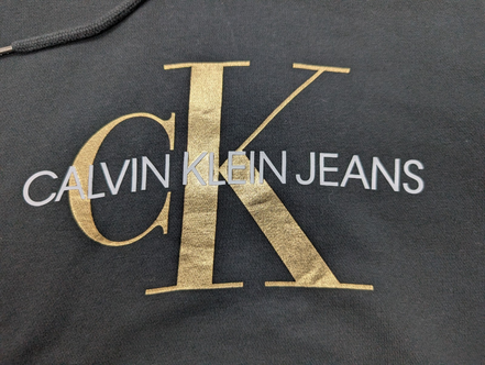 Sweat à Capuche Calvin Klein Noir - Logo Or & Blanc - Taille M