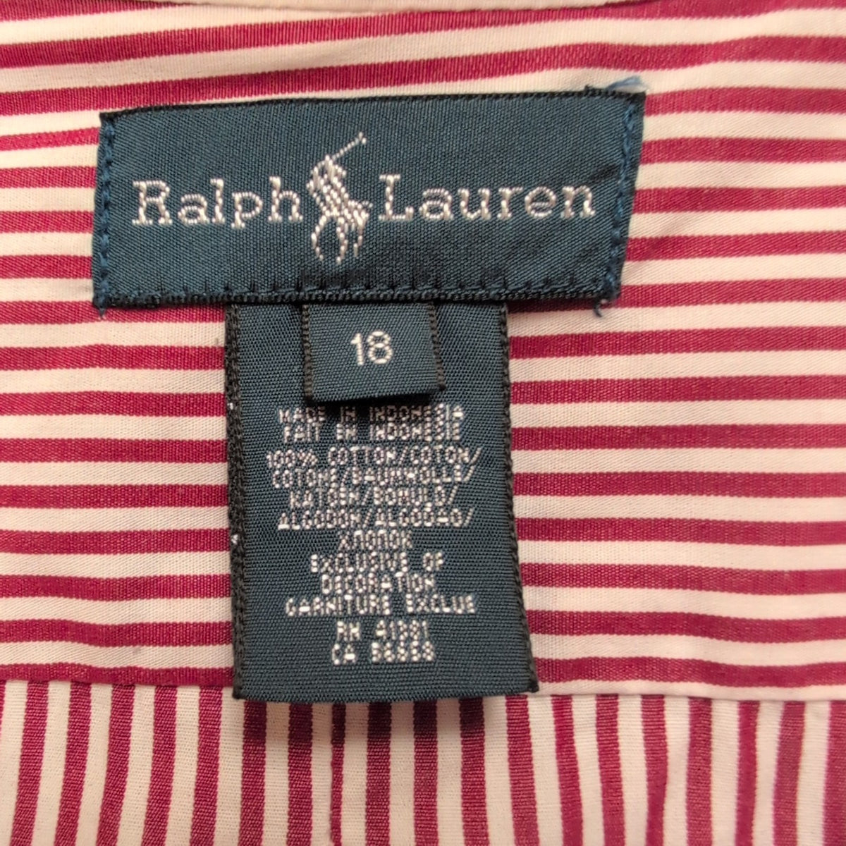 Chemise Ralph Lauren Femme T18 S Rayures Bordeaux Blanc Logo Marine