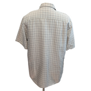 Chemise L.L. Bean Lin Coton Crème Carreaux Manches Courtes Taille M