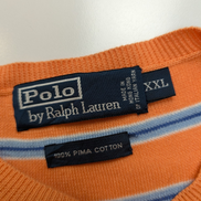 Pull Polo Ralph Lauren Col Rond Rayé Orange & Bleu 100% Coton Pima - Taille XXL