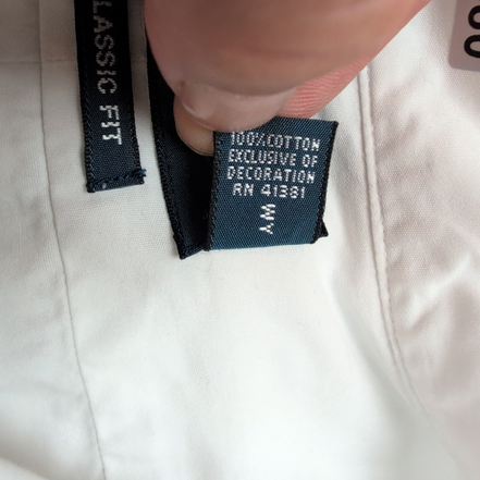Chemise Ralph Lauren Classic Fit XL Blanc Uni Logo Bleu Marine manches longues