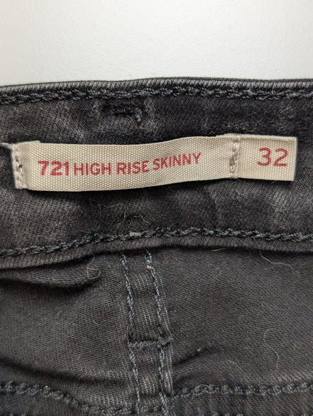 Jean Levi's 721 High Rise Skinny Stretch Noir Profond W32 L30 T42 Vintage Chic