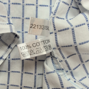 Chemise YVES SAINT LAURENT M Blanche Carreaux Bleus Gaufrés 100% Coton