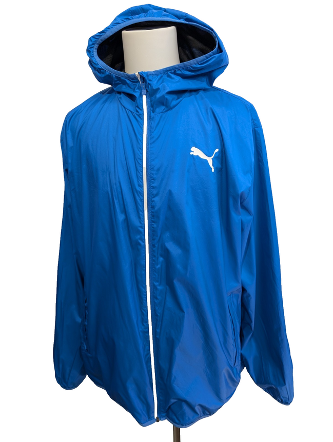 Coupe-Vent Puma XXL Bleu Électrique Vif Veste Sport à Capuche Filet