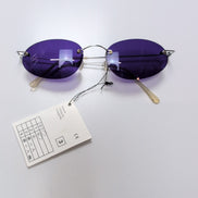 Lunettes de soleil Y2K Branche fine Métal chromé Sans monture Ovale Violet