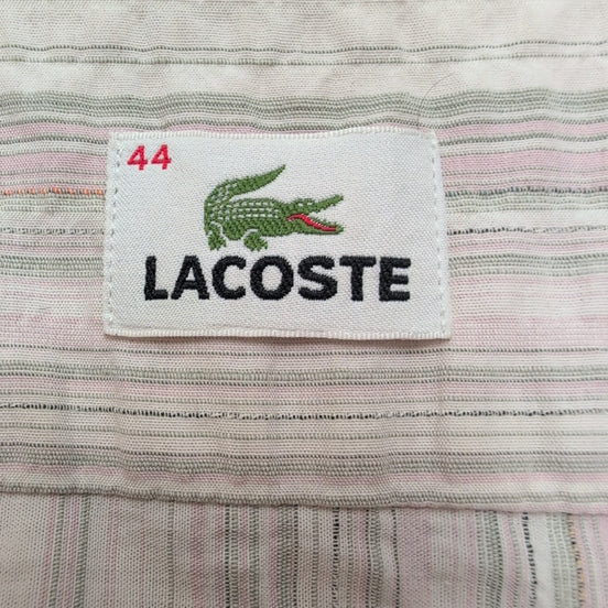 Chemise Lacoste 2XL rose pâle gaufrée manches courtes logo brodé