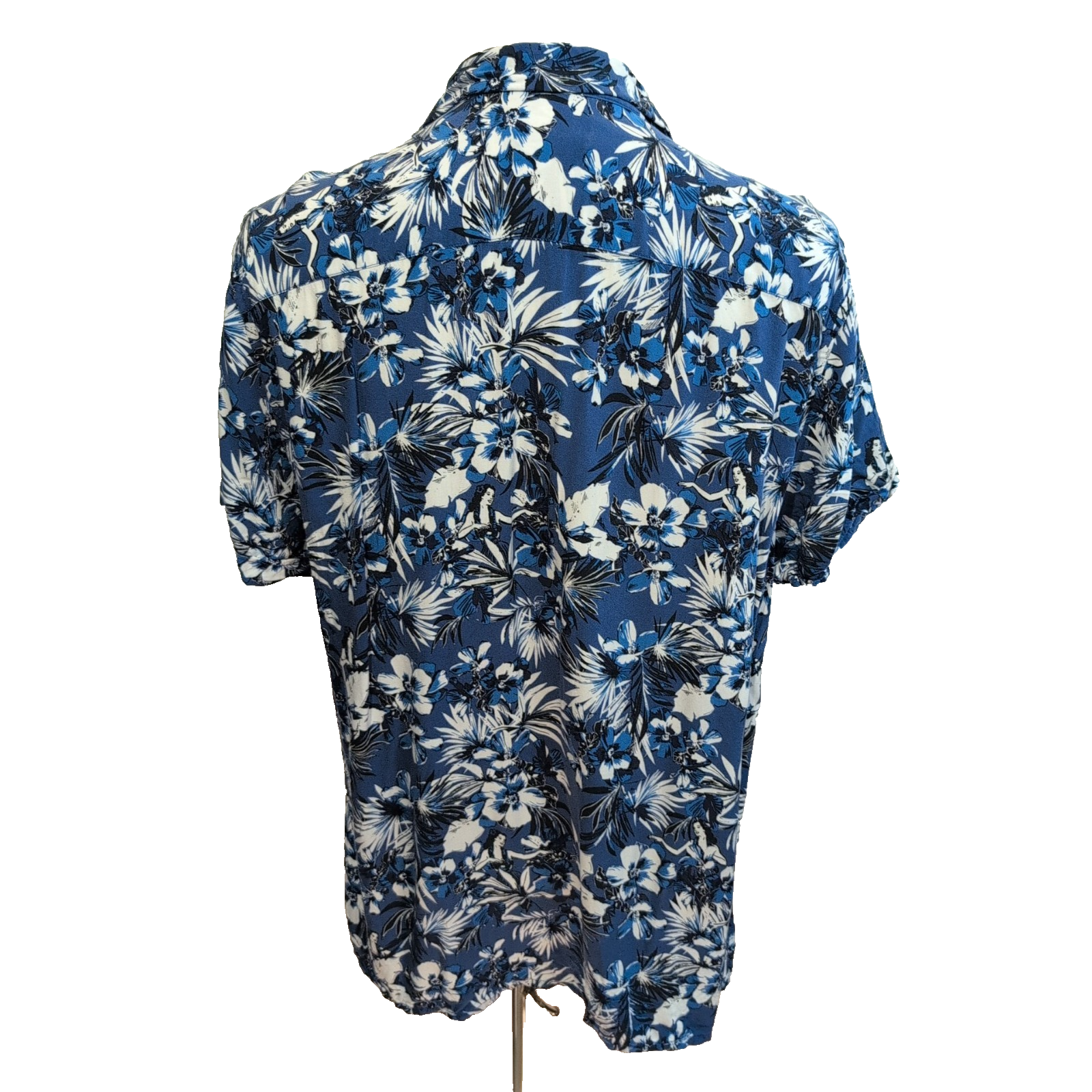 Chemise Hawaïenne Manches Courtes MNG Floral Bleu Danseuse XL