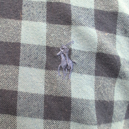 Chemise Ralph Lauren S Flanelle Bleue Carreaux Logo Bleu Manches Longues