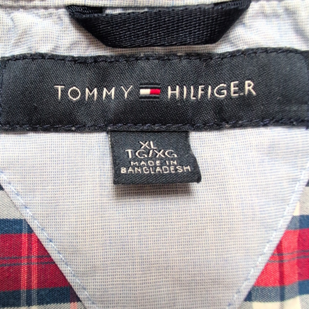 Chemise Tommy Hilfiger Manche Courte Bleue Blanche Rouge Carreaux Taille XL Une