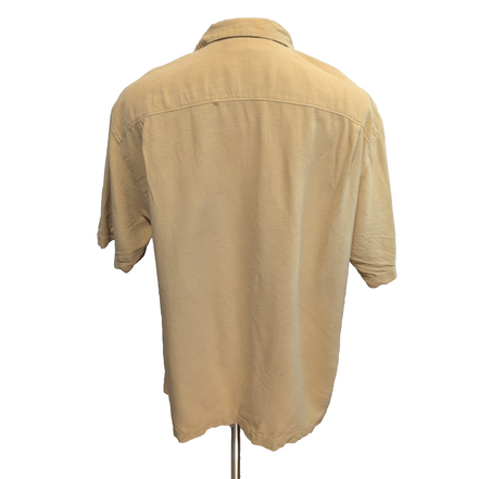 Chemise Hawaïenne Tommy Bahama XL Soie Jaune Boutons Bois Vintage