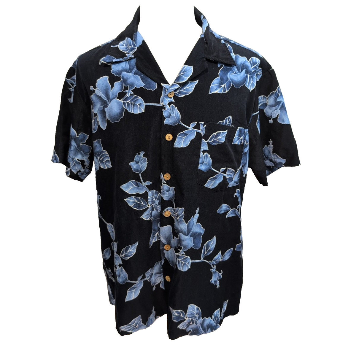 Chemise hawaïenne Stitch XL bleu marine fleurie 100% polyester manches courtes