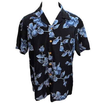 Chemise hawaïenne Stitch XL bleu marine fleurie 100% polyester manches courtes