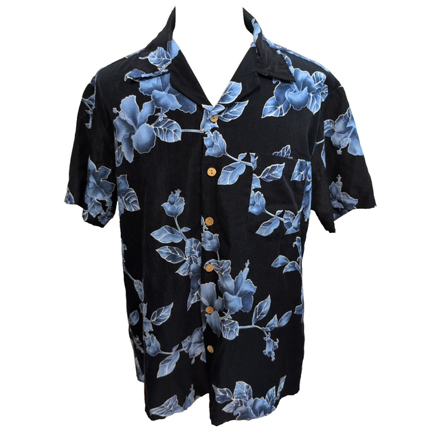 Chemise hawaïenne Stitch XL bleu marine fleurie 100% polyester manches courtes