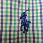 Chemise Ralph Lauren L Verte Carreaux Manches Courtes logo bleu