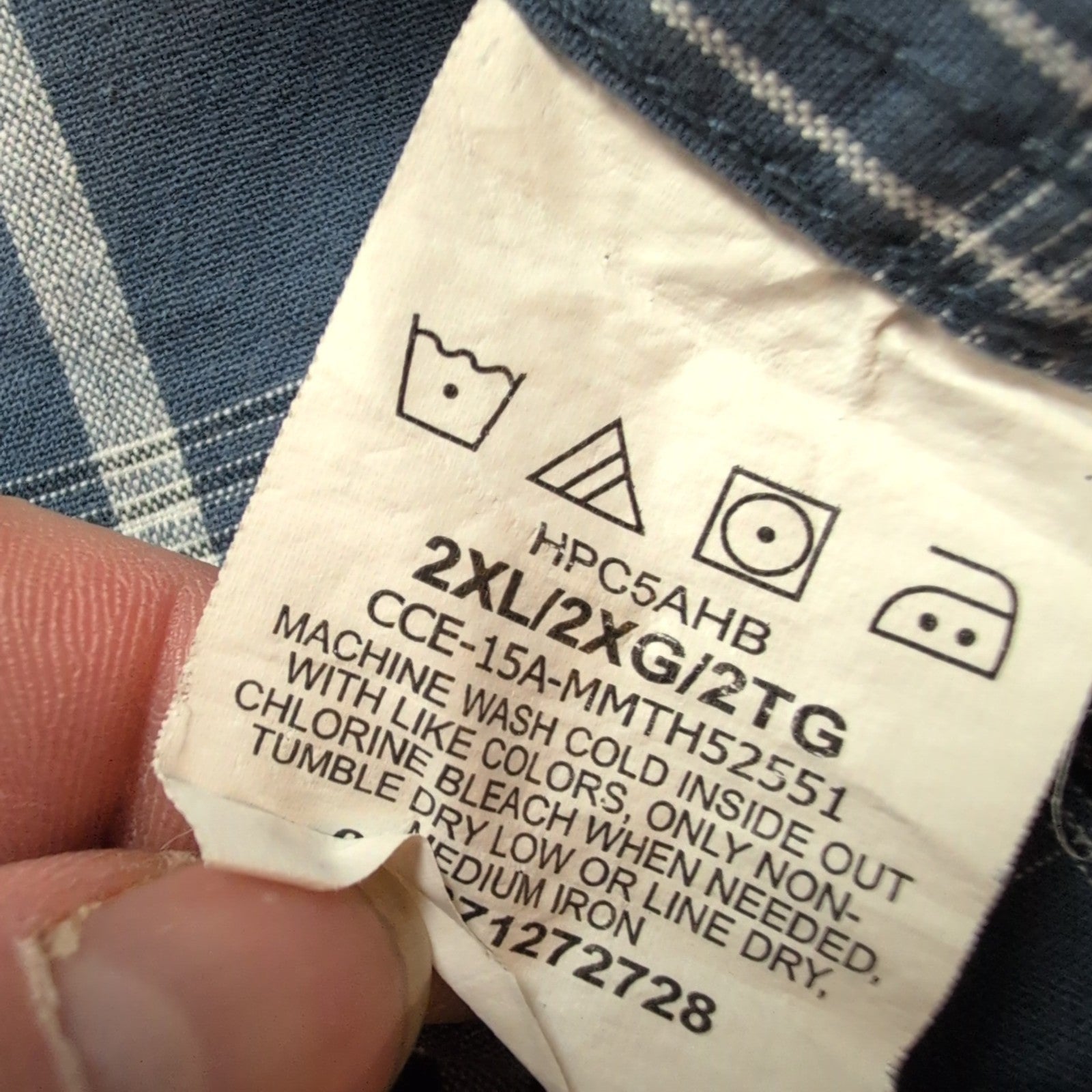 Chemise Tommy Hilfiger Manche Courte Bleue Blanche Carreaux Taille 2XL Deux Poch
