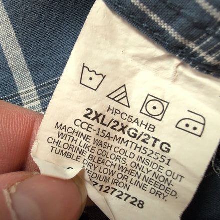 Chemise Tommy Hilfiger Manche Courte Bleue Blanche Carreaux Taille 2XL Deux Poch