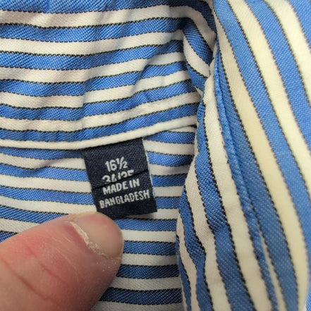 Chemise Chaps Bleue à Rayures Non Iron Stretch - Taille L/XL