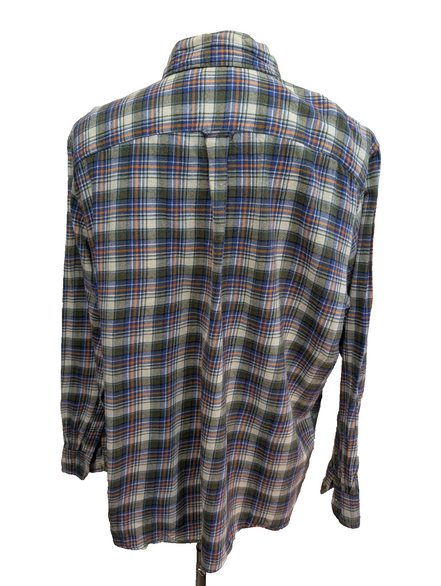 🔥 CHEMISE FLANELLE CHAPS XL (TG) CARREAUX KAKI BLEU ORANGE LOGO BRODÉ