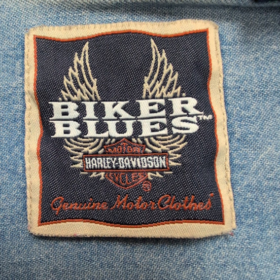 Harley Davidson chemise jean bleu biker blues made in USA XL rare