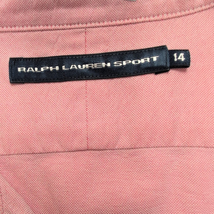 Chemise Ralph Lauren Sport Femme 14 Rose Oxford Logo Doré Cintrée
