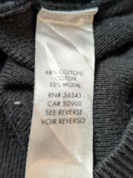 Pull Calvin Klein Noir Col V Texture Côtelée Coton & Modal - Taille L/XL