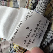 Chemise Levi's M Carreaux Jaune Gris Lin Coton Manches Courtes