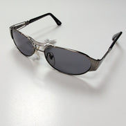 Lunettes de soleil Y2K Ovales Métal Chromé Gris Foncé Branches Larges