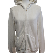 Gilet Zippé Lauren Ralph Lauren Femme Blanc 100% Coton à Capuche Taille L