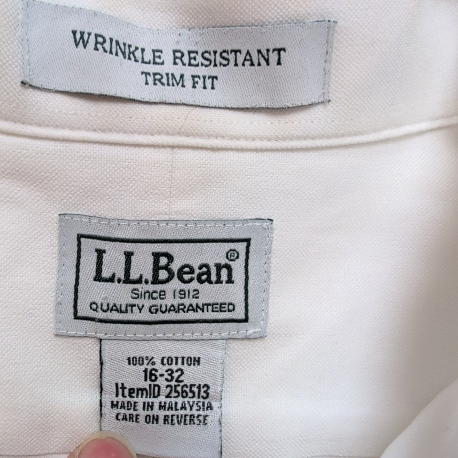 Chemise L.L. BEAN Homme L Blanche Manches Longues Wrinkle Resistant