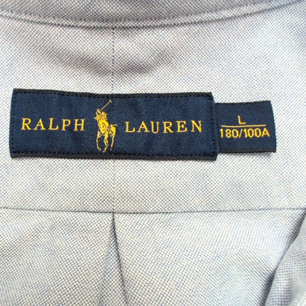 Chemise Ralph Lauren Bleu Clair L Logo Premium Marron Vintage