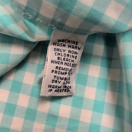 Chemise Ralph Lauren L Turquoise Carreaux Manches Courtes Coton Sans Logo