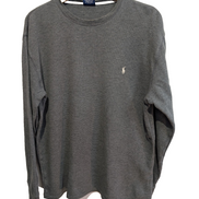 Pull Polo Ralph Lauren Sleepwear L Gris 100% Coton Logo Manches Longues