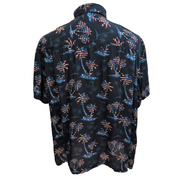 Chemise Hawaïenne Blue Stey Rayonne Bleu Marine Palmiers XL XXL