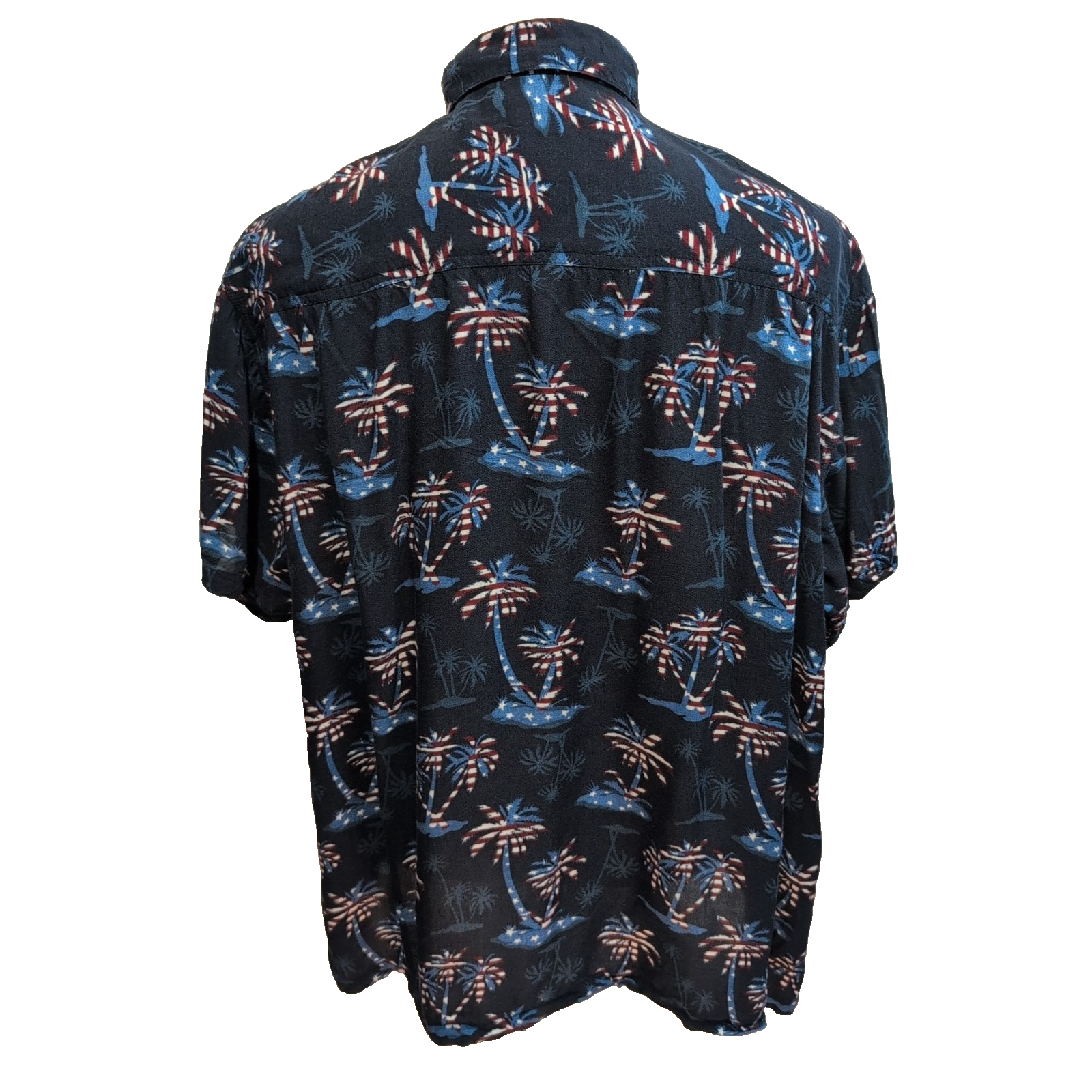 Chemise Hawaïenne Blue Stey Rayonne Bleu Marine Palmiers XL XXL