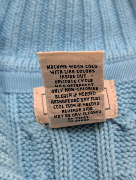 Gilet L.L. Bean Torsadé Bleu Ciel à Manches Courtes en Coton - Taille S