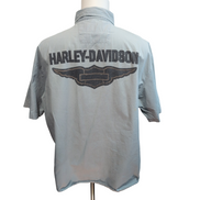 Chemise Harley Davidson XL Grise Logo Dos Vintage manches courtes